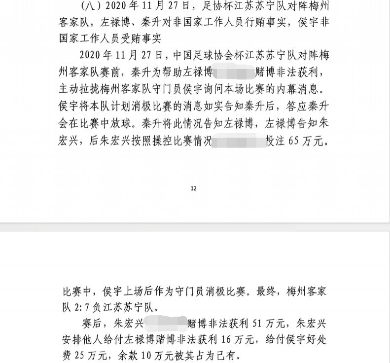 網(wǎng)傳判決書：足協(xié)杯梅州2-7江蘇，梅州門將侯宇收25萬消極比賽